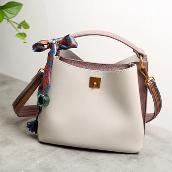 

2018 Women Luxury Genuine Leather Handbags Women's Messenger Shoulder Bags Summer Bucket Crossbody Woman Brand New Tote