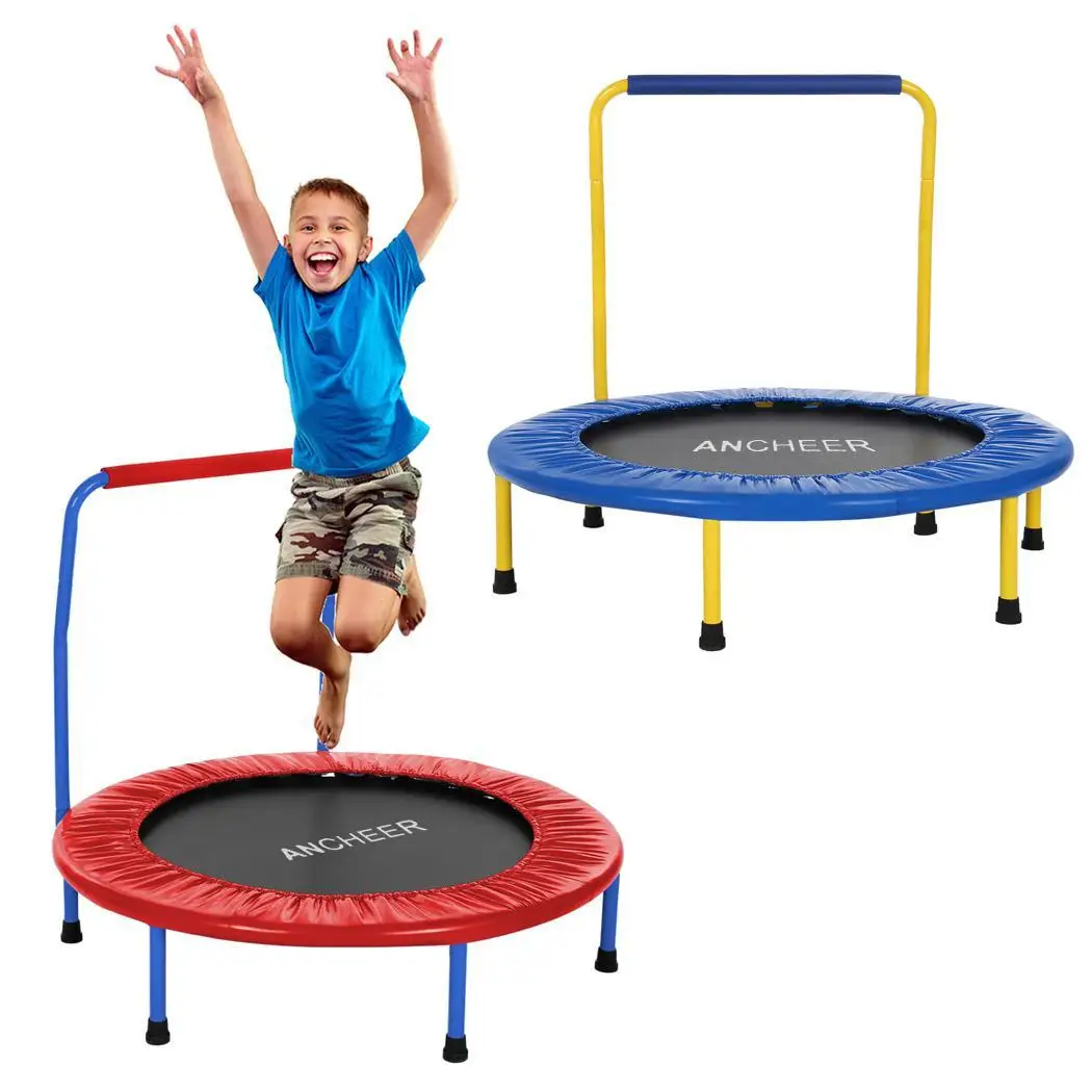 

Portable Foldable Durable Construction Safe Trampoline with Padded Frame Cover Handle for Children Kids Christmas Gifts