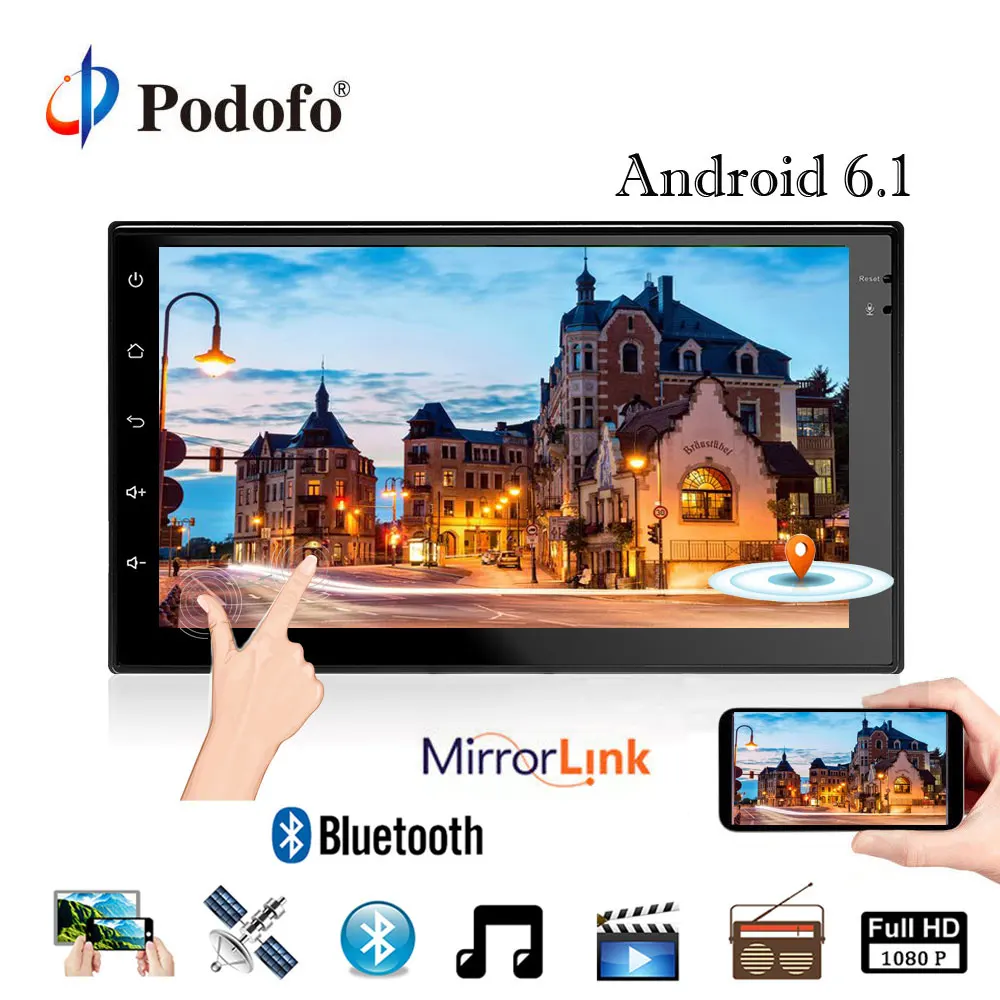 

Podofo GPS android 6.1 Player 2 din radio universal GPS Navigation WiFi Multimedia 7'' car Radios Player For Nissan Toyota VW