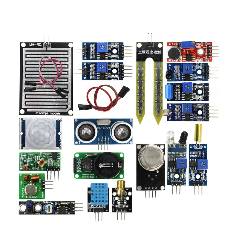 16 шт./лот набор сенсорных модулей для Arduino Diy Kit Raspberry Pi 3/2 Модель B 16 видов дождя/почвы/температурного датчика