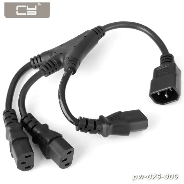 

CYDZ Black Color IEC C14 Male to 3 Three C13 Female Y Type Splitter Extension Cable 20cm