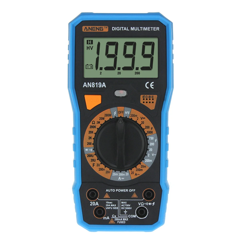 

High Accuracy 1999 Counts Meter Digital Multimeter Ampere Capacitance Resistance Meter Voltage Tester with 16 in 1 Cable (Blue)