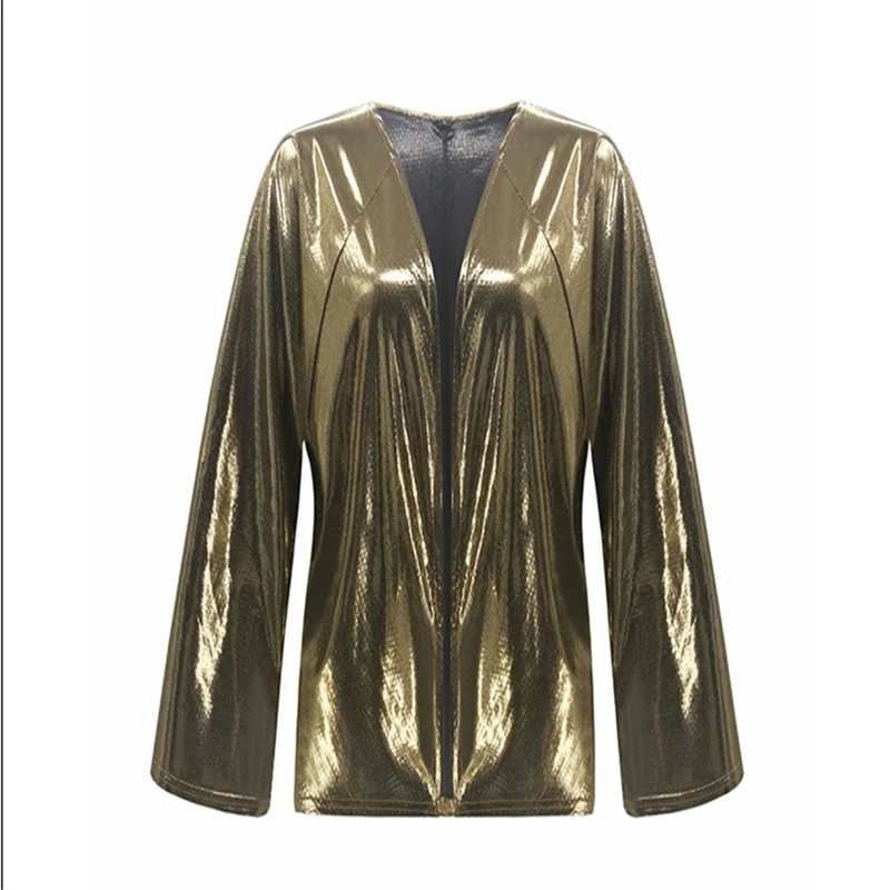 Лидер продаж золото серебро женские модные пикантные блесток блузка с рукавом бабочкой демисезонный Топы корректирующие