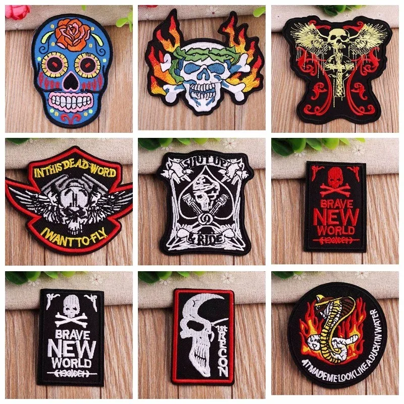 

Individuality creativity High Quality skull series Patches Iron On Batman Army Badges for Clothes Bags Jeans children Appliques