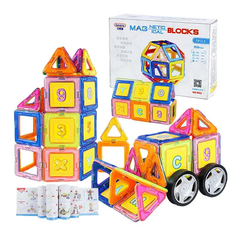 52 шт Дети building block Магнитный конструктор строительство набор модель здания Пластик магнитных блоков развивающие игрушки мальчика