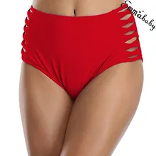 Trendy Women clothes Nylon solid Sexy High Waist Swimming Trun Ruched Bottoms Briefs Bikini Swimwear Trunks