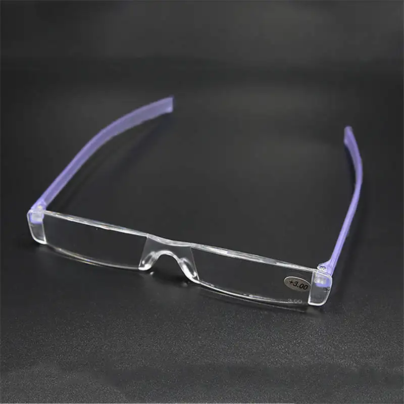 Удобные очки для чтения Seemfly без оправы, прозрачные линзы из смолы, переносные очки для пресбиопии с ручкой+ 1,0 до+ 4,0, чехол для мужчин и женщин