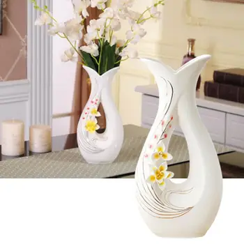 

Innovative White Ceramic Vase Living Room Decorations Fresh Dried Flowers Organizer TV Cabinet Dining Table Pottery Ornaments