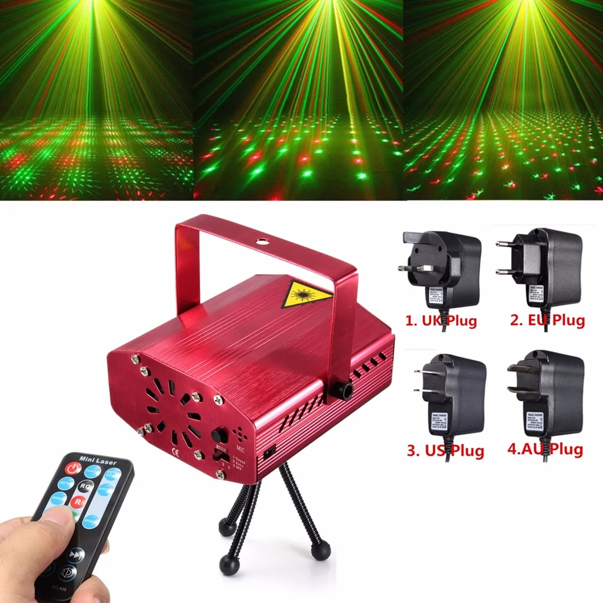 

Mini LED RGB Laser Stage Light Auto/Voice Music Laser Projector Adjust Disco for KTV Christmas DJ Party Projector + Remote