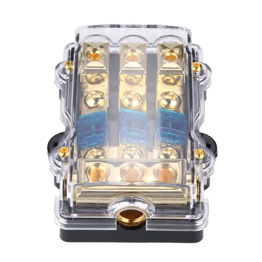 

24V 60A Car Auto Stereo Audio Circuit Blade Fuse Holder Box Block 1 in 3 Ways Out new