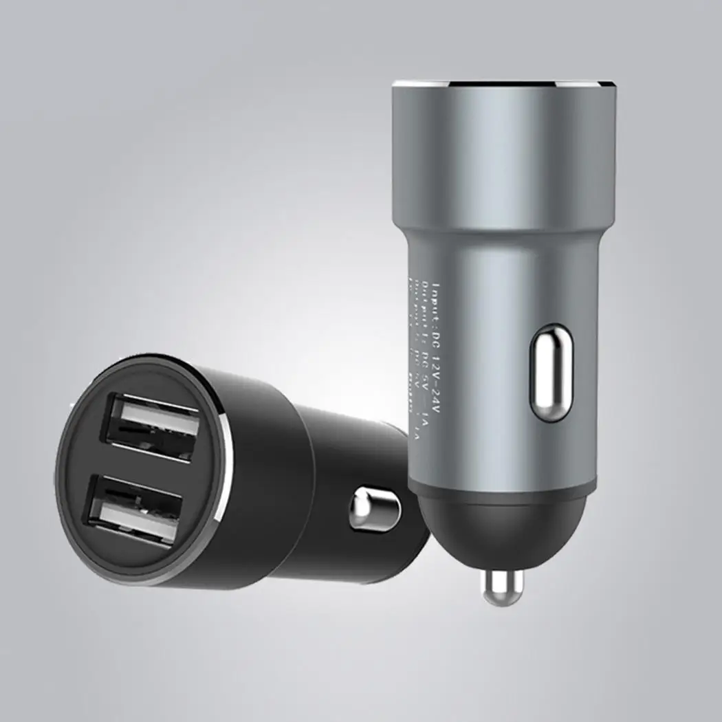 2.4A Мини Двойное USB быстрое зарядное устройство автомобильное адаптер 12В 24В серый