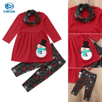 

2018 3pcs Kids Baby Girl Christmas Snowman Clothes Romper Dress+Pants Outfits UK