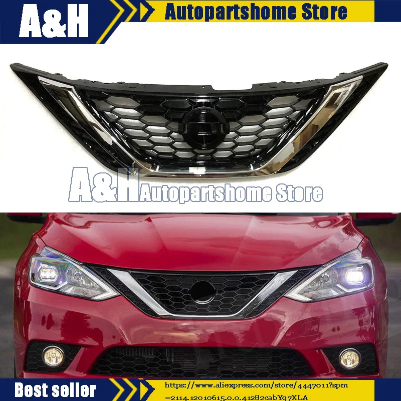 

For Nissan Sentra 4 Door Sedan 16-17 2016 2017 Front Bumper Upper Grille Grill