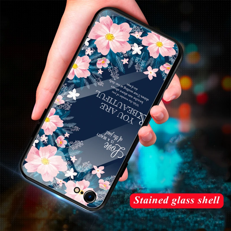 Case For iPhone XS MAX XR 6 6S 7 8 Plus Phone Cases Clear Tempered Glass Pattern Cover For iPhone XS Max XR 10 X Ultra Thin Case