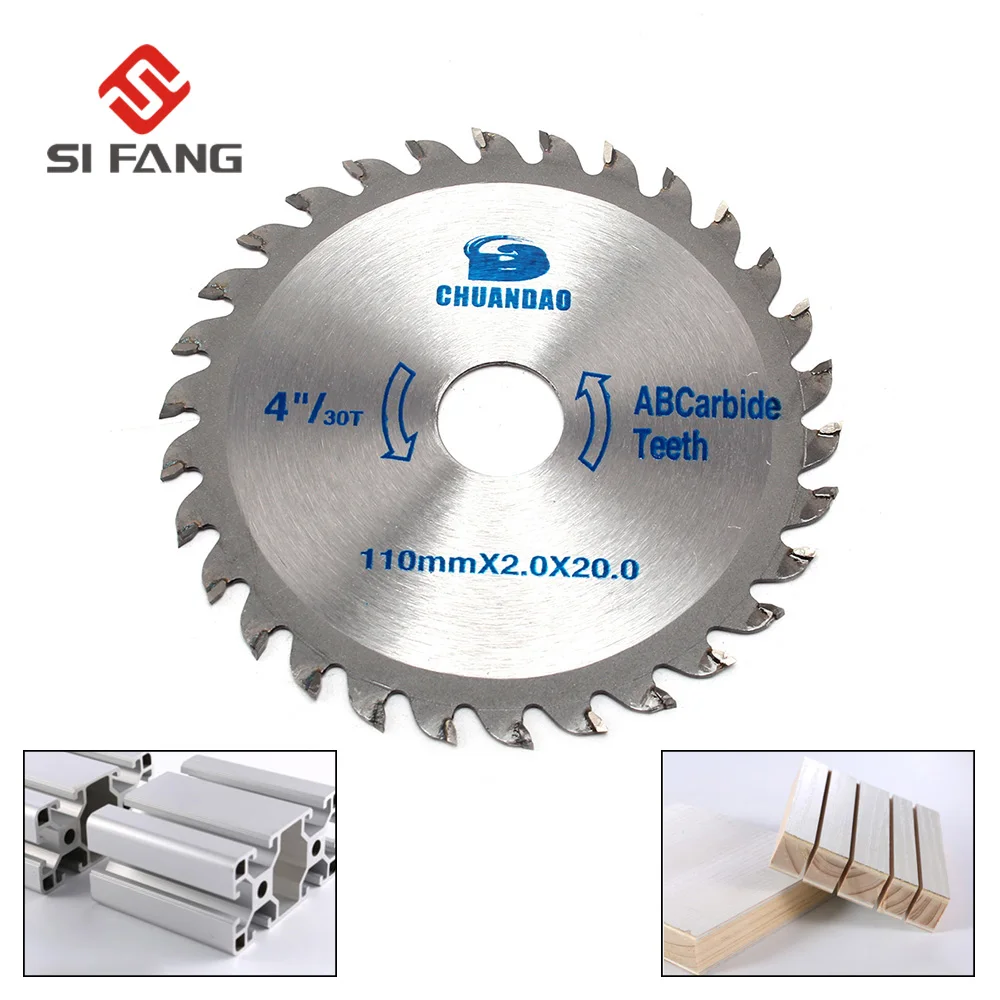 

SI FANG 2Pcs/4Pcs/6Pcs 110mm(4") 30Tooth Carbide Circular Saw Blade Cutting Disc Cutting Tool For Steel Aluminum Wood Plastic