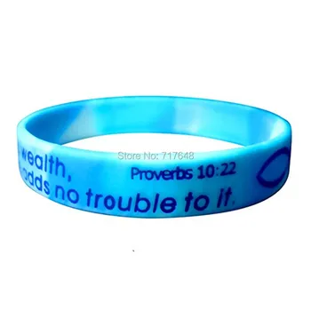 

100pcs Bible Verse Proverbs 10:22 wristband silicone bracelets free shipping by epacket A