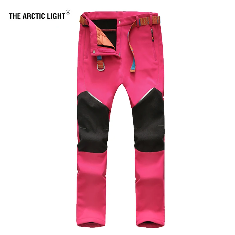 

THE ARCTIC LIGHT Winter Women Fleece Softshell Hiking Pants Rosy Outdoor Sports Female Waterproof Windproof Thermal Camping