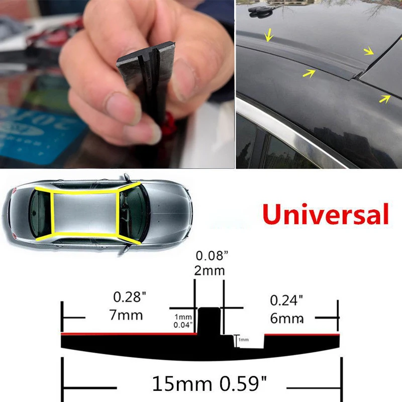 

10ft Rubber Car Roof Door Gutter Seal Window Sunroof Cover Strip Water Dustproof For Car Roof, Sun Roof Or Windshield.