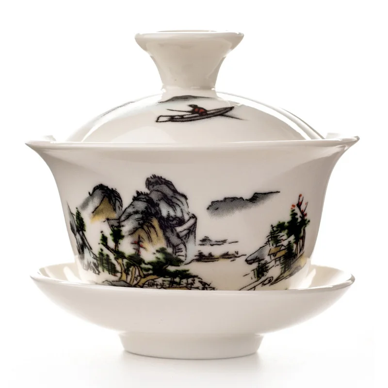 

China Hand Painted Tea Set,dehua High Quality White Porcelain Gaiwan Tea Porcelain Pot Set For Travel Beautiful And Easy Kettle