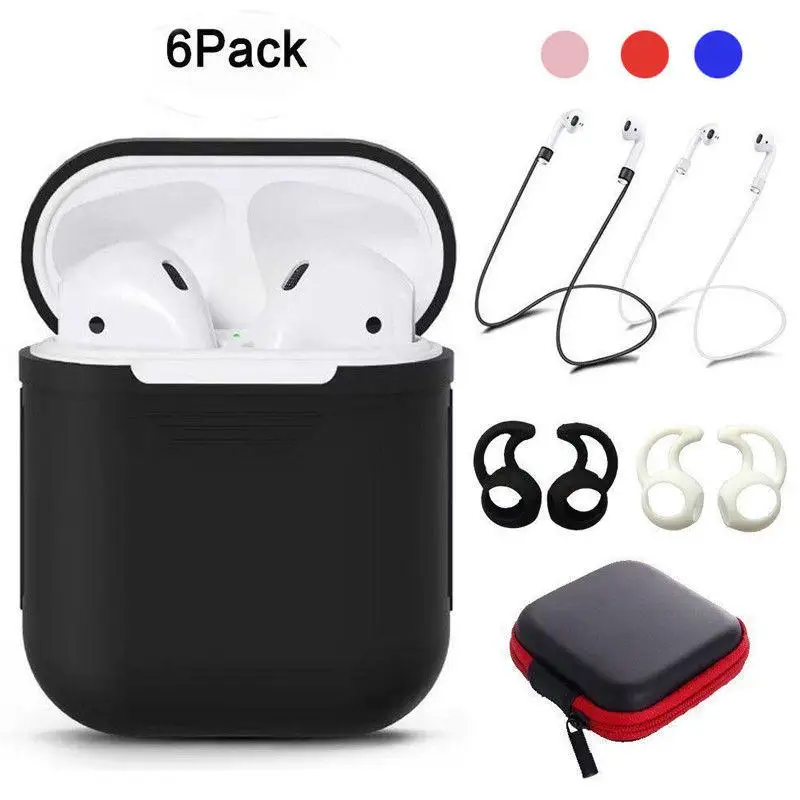 Для беспроводных Bluetooth гарнитур Airpods защитный набор силиконовый чехол + веревки