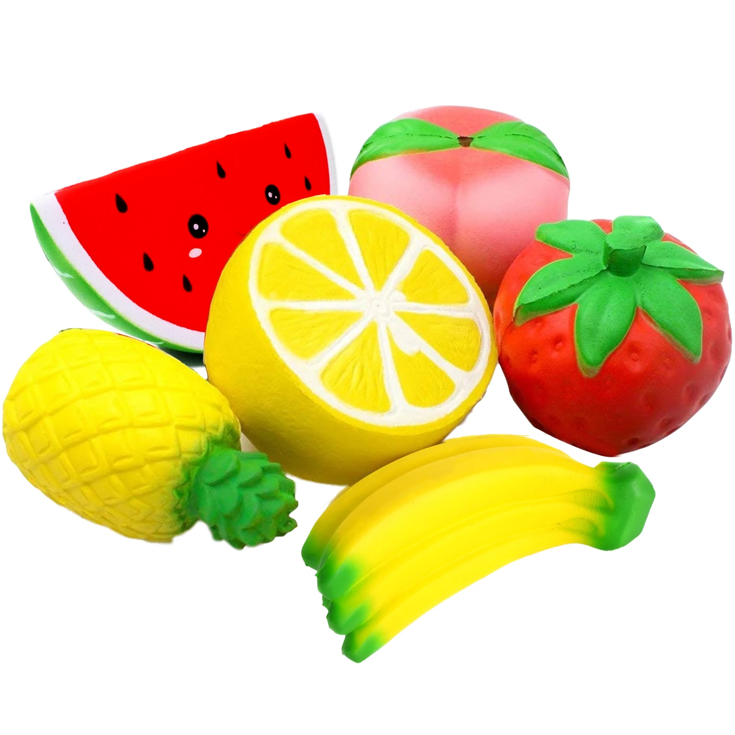 Squishy fruit squishy package peach watermelon banana lemon squishes slow rising scented squash toy educational toys 1