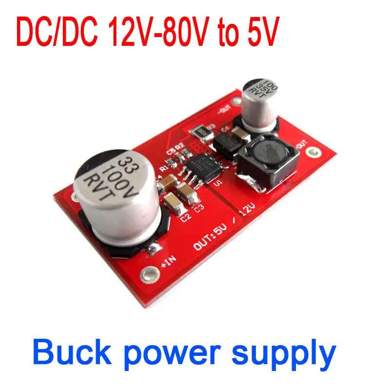 

DC-DC 12V-80V 15V 19V 24V 60V 72V to 5V 400MA Buck Controller step-down power supply Voltage Regulated
