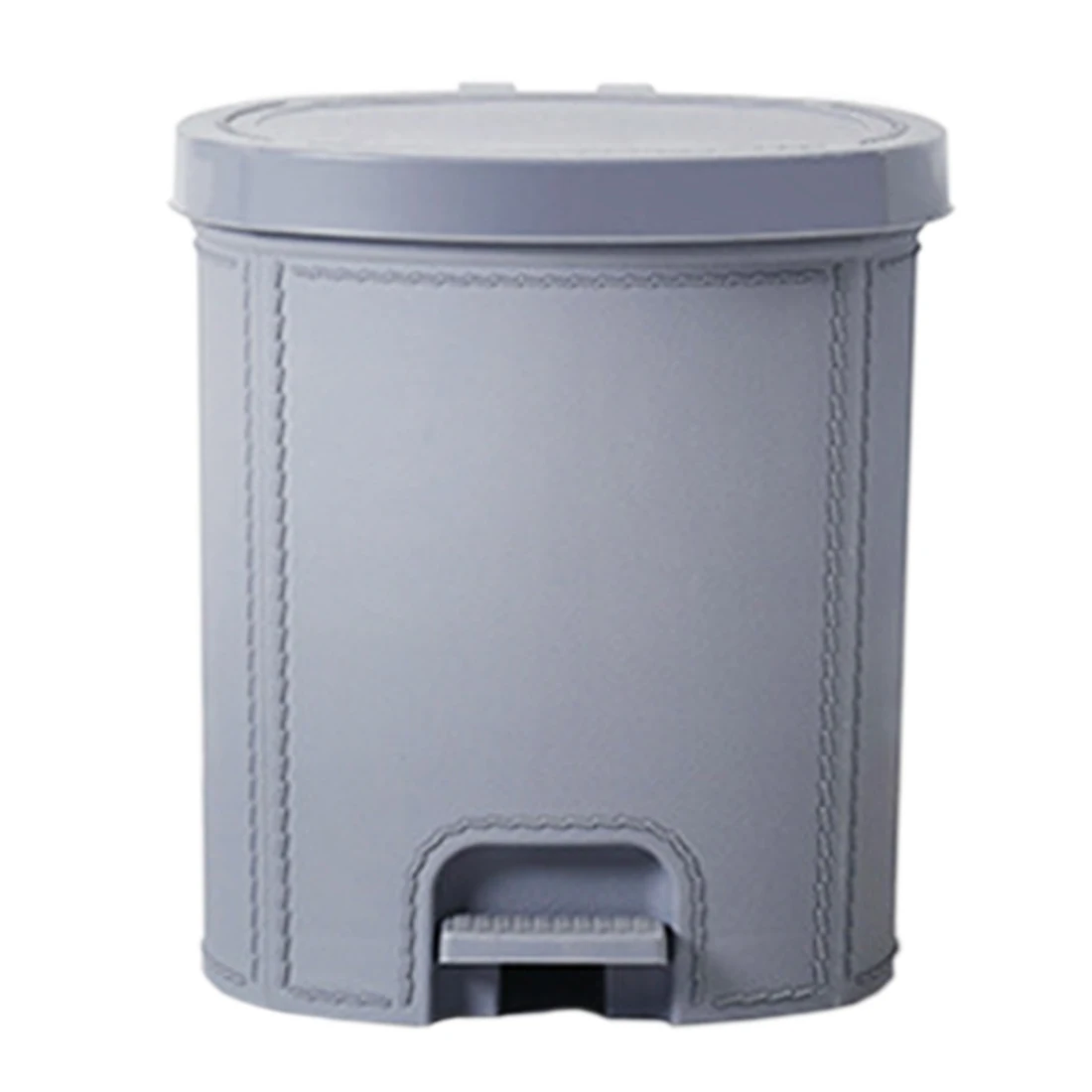 14L Plastic Trash Can Faux Leather Pattern Pedal Trash Bin Bathroom