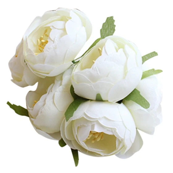 

6pcs/lot Simulation Silk cloth bouquet bride holding flowers decorative flowers Milk white Single flower diameter of about 4