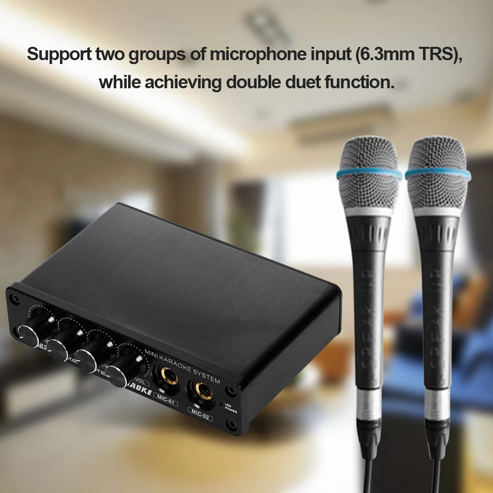 

Home Karaoke Stereo Amplifier A933 Mini Mixer Mix Machine Karaoke System Home Karaoke Stereo Amplifier for Mobile Phone TV PC