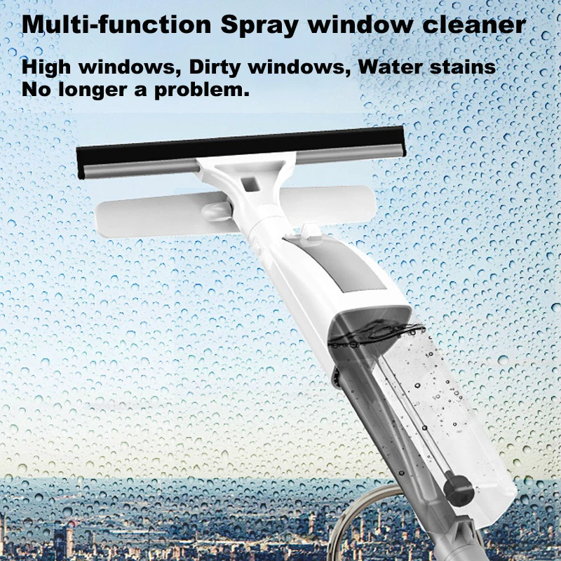 

Multi-function Spray window cleaner can mosit windows scrub glass with silicone scraper head wipe water stains ergonomic grip
