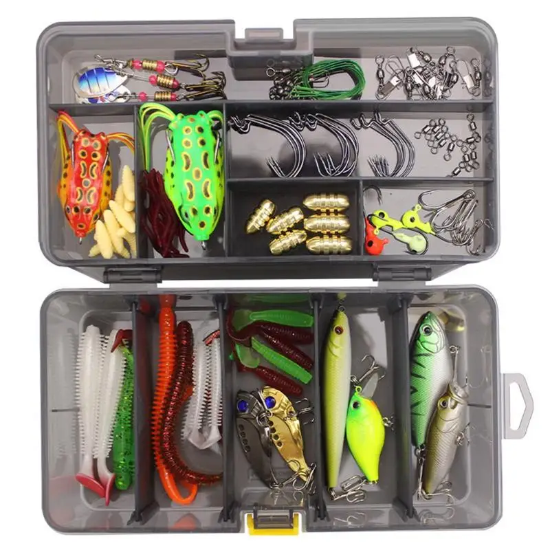 100/101pc Plastic Fishing Lures Hooks Set Box Multifunctional Lure Kit