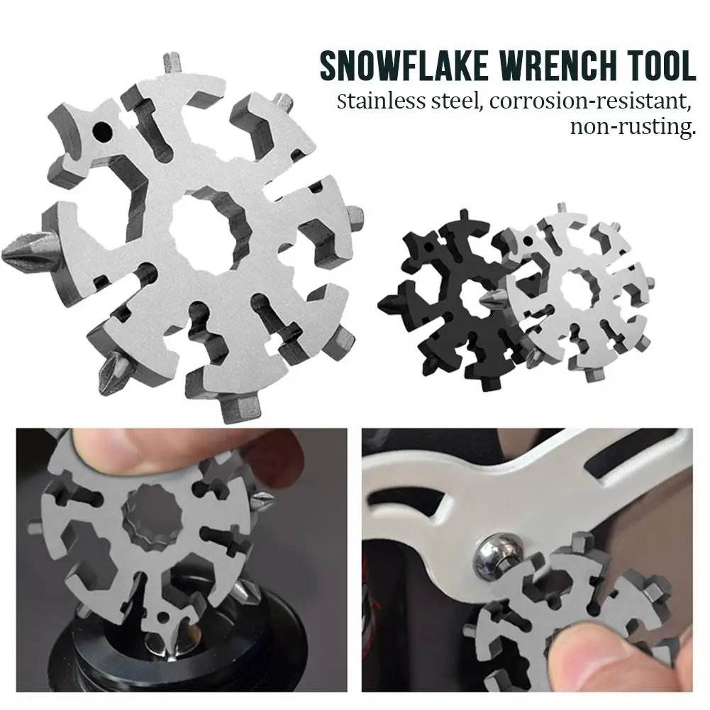 

20 in 1 Stainless Steel Multifunction Tool Snowflake Mini Portable Tool Screwdriver Bottle Opener for Daily Trips Camping #30