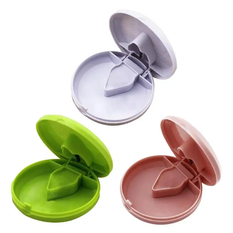 Round Pill Box Medicine Box Cutter Crusher Powder Medicine Tablets Cut