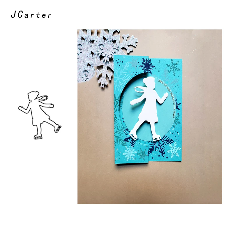 

JCarter Skiing Child Human Metal Cutting Dies for Scrapbooking DIY Album Embossing Folder Card Paper Photo Template Stencil Dies