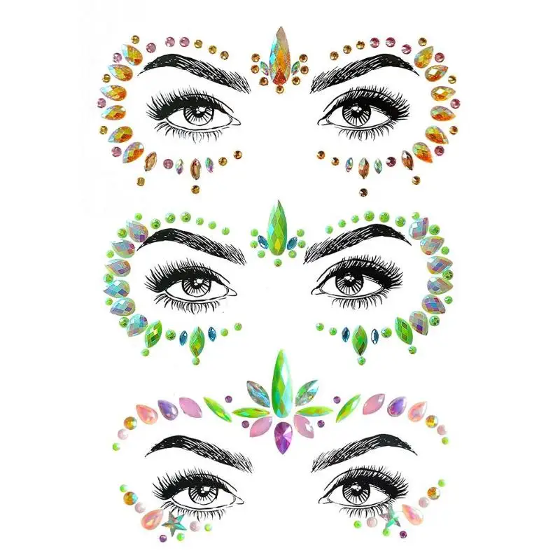 Glitter Festival Party Rhinestone Face Stickers Makeup Temporary Tattoos