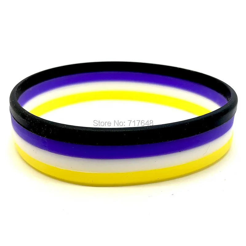 

1000pcs Layer striped Non Binary Nonbinary Gay Pride Lesbian Flag wristband silicone bracelets free shipping by FEDEX A