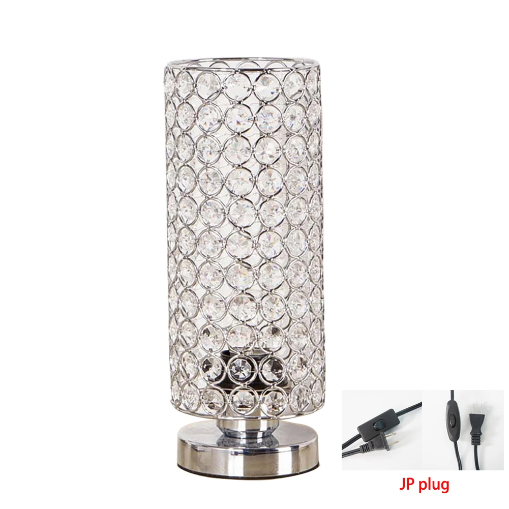 Night Light Desk Lamp Nightstand Lampshade Silver Bedroom Bedside