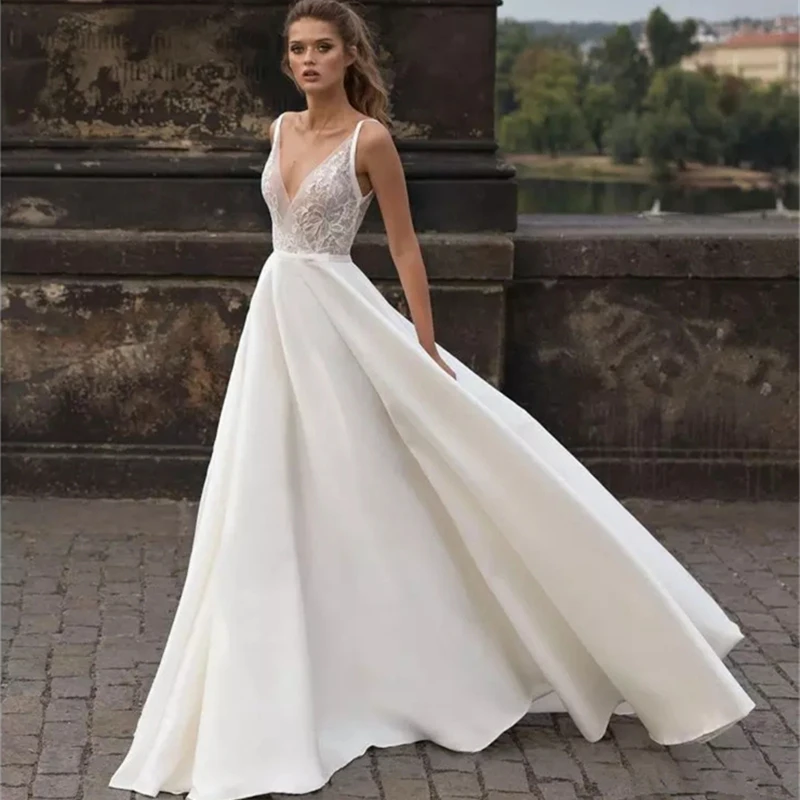 Lorie 2019 пляжное свадебное платье es V образный вырез кружевные аппликации со