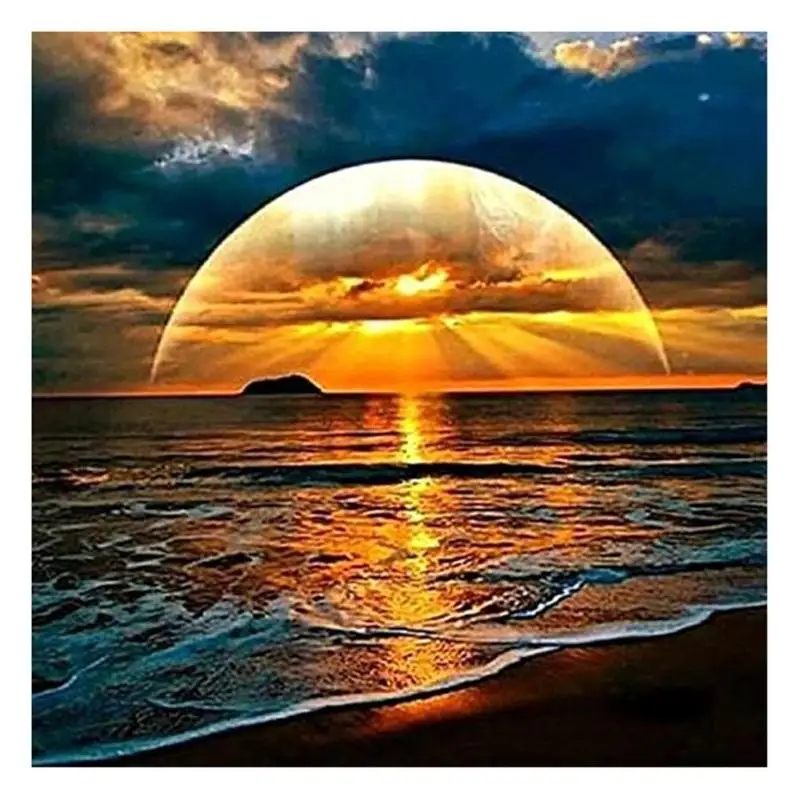 

5D DIY Full Drill Diamond Painting Rising Sun Sea Cross Stitch Embroidery