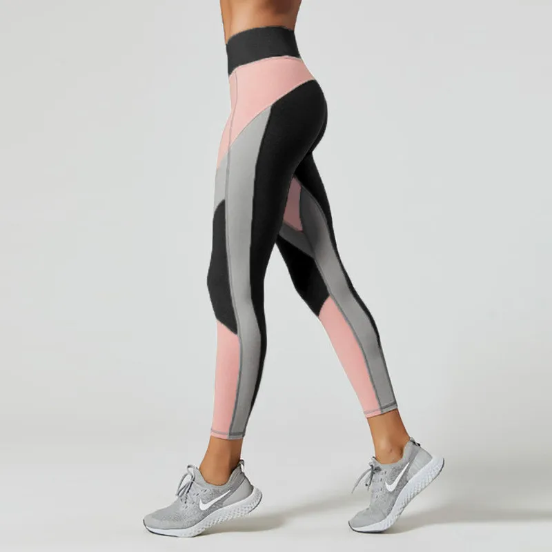 

Patchwork Fitness Sports Leggings Women Solid Elastic Gym Legging Breathable Yoga Pants Female Running Training Energy Tights