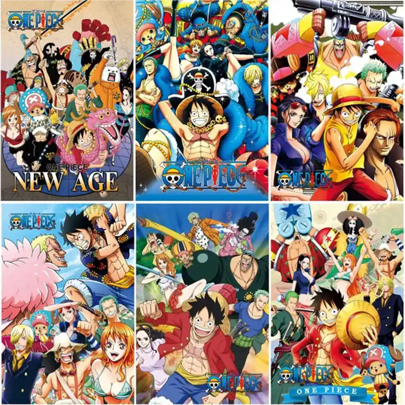 Anime One Piece Poster Luffy Zoro Nami Usopp Sanji Chopper Robin Franky Brook Figure 8 Pcs Set Sticker For Wall Gift Action Toy Figures Aliexpress