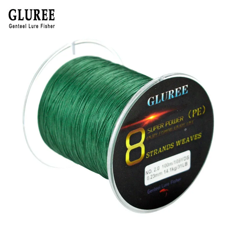 

GLUREE 100M/109Yards 8 Stands PE Line Braided Fishing Line 100% PE Multifilament Fishing Line Super Strong High Quality 22-78LB