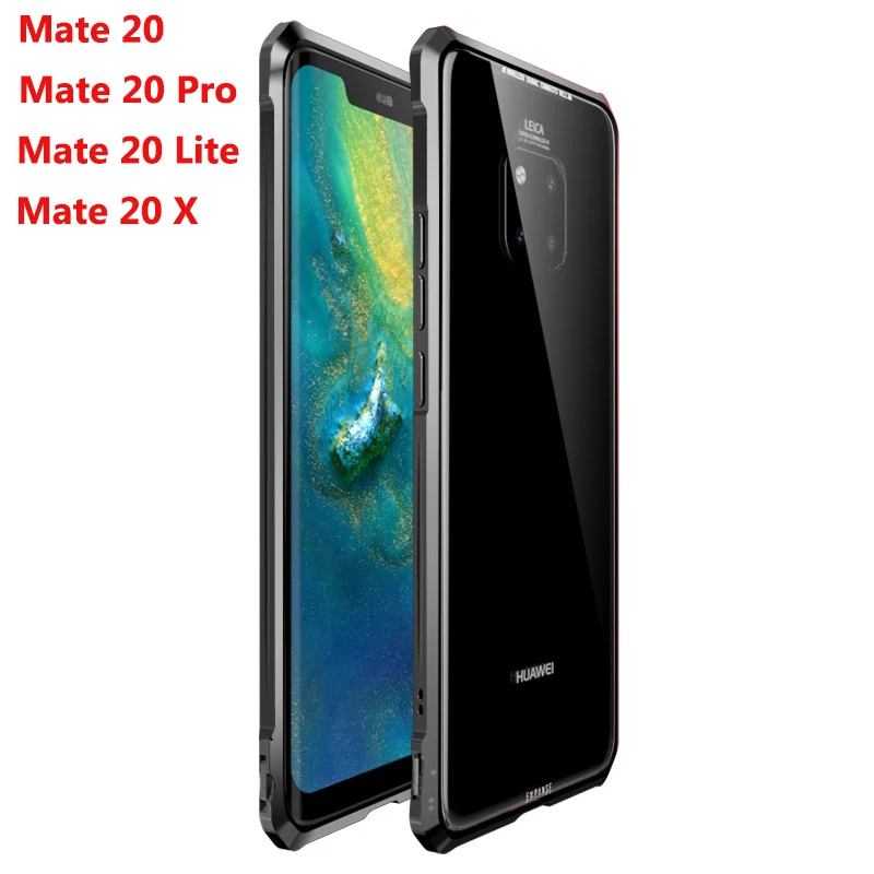 Huawei Mate 20 Lite Bumper Mate20X Phone Cases Aluminum Metal Frame with Clear Tempered Glass Back Cover for Pro |
