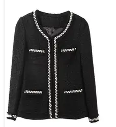 Бренд черный твидовый Блейзер Пальто для будущих мам + шорты брюки зимние для женщин бисером жемчуг куртки костюмы Белый комплект из двух