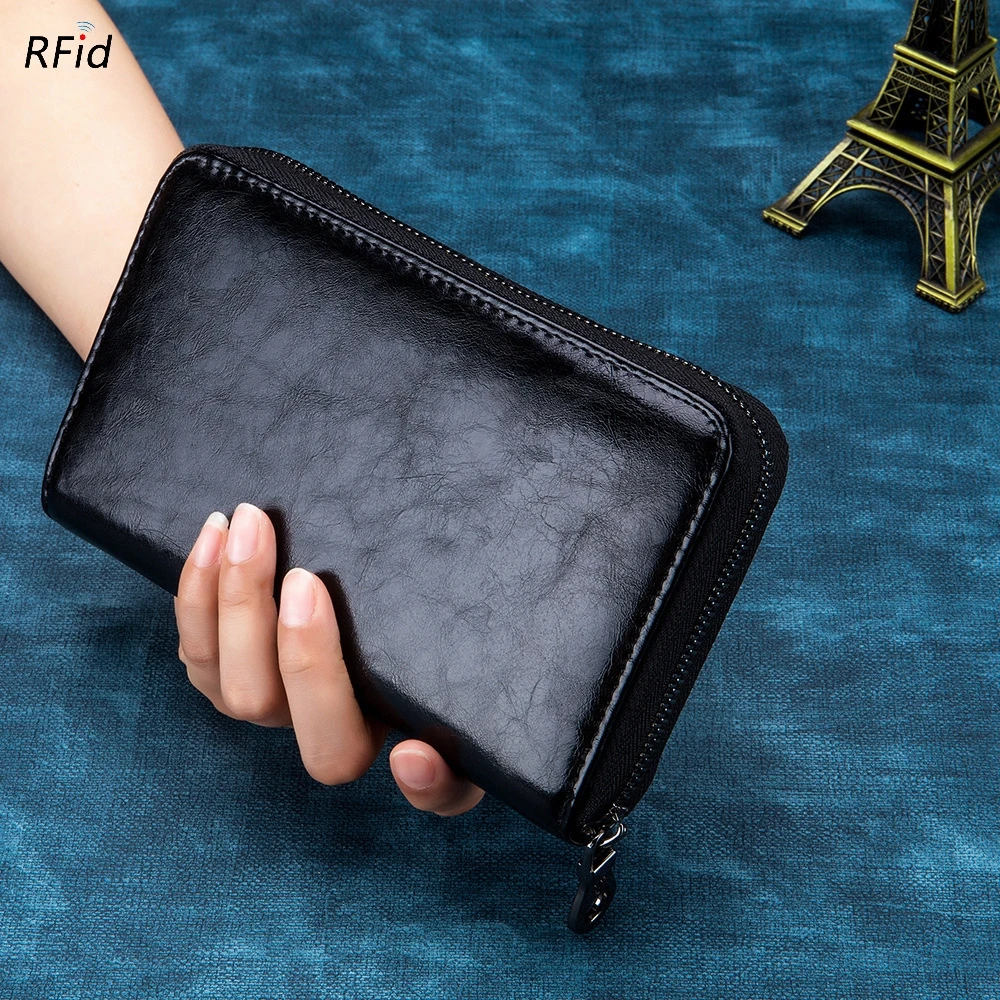 

Men's And Women's Multi-Card Wallet Organ Card Package One Bag Leather Large Capacity Simple Zipper Long Wallet