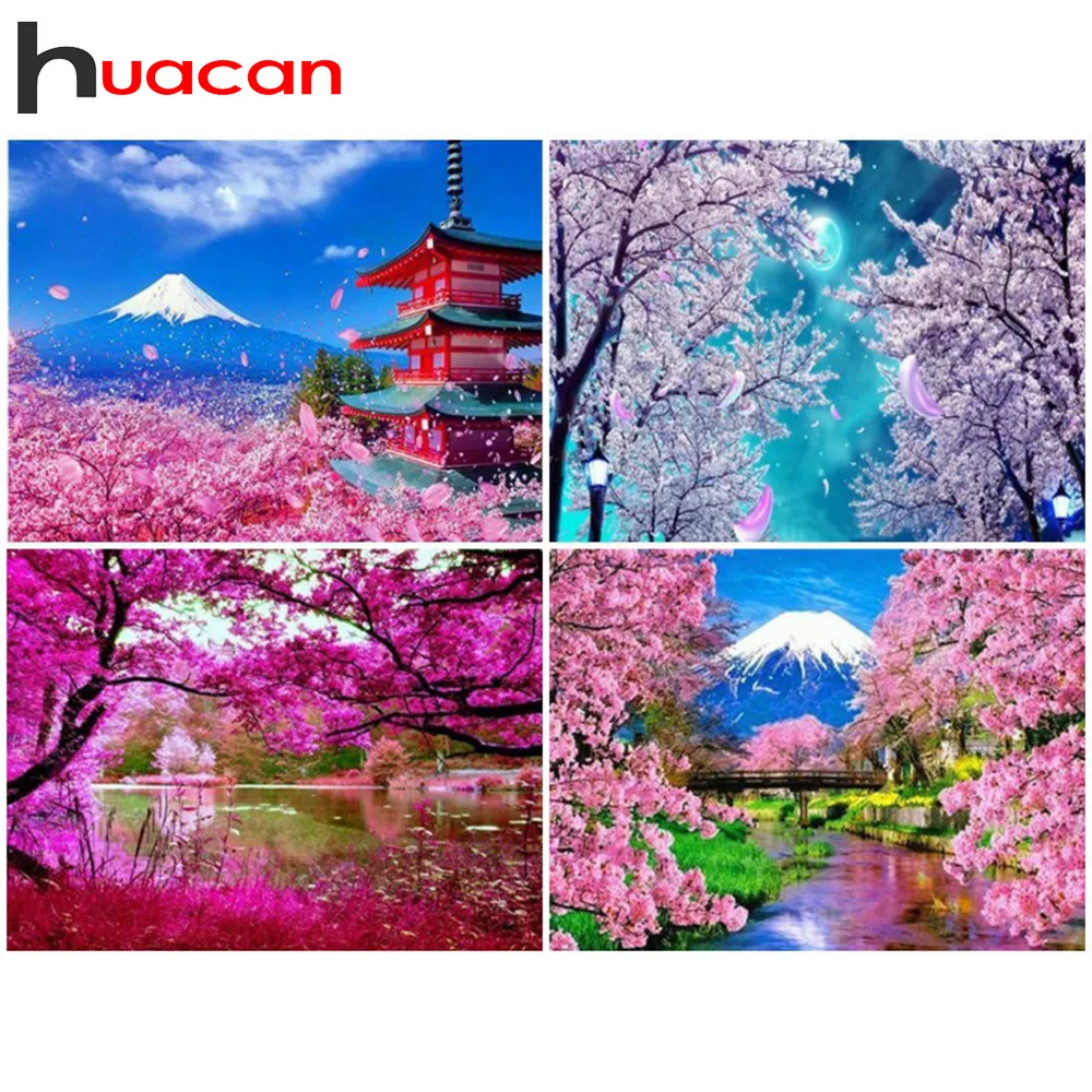 

Huacan 5D DIY Diamond Painting Full Display Mountain And Flower Embroidery Sale Diamond Mosaic Picture Of Rhinestones Home Decor