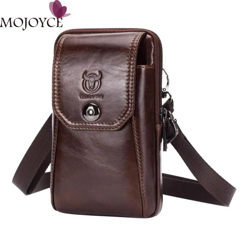 

BULLCAPTAIN Casual Men Shoulder Belt Bags Leather Crossbody Phone Pouch Travel Waist Fanny Packs 2019 New Male Chest Bag