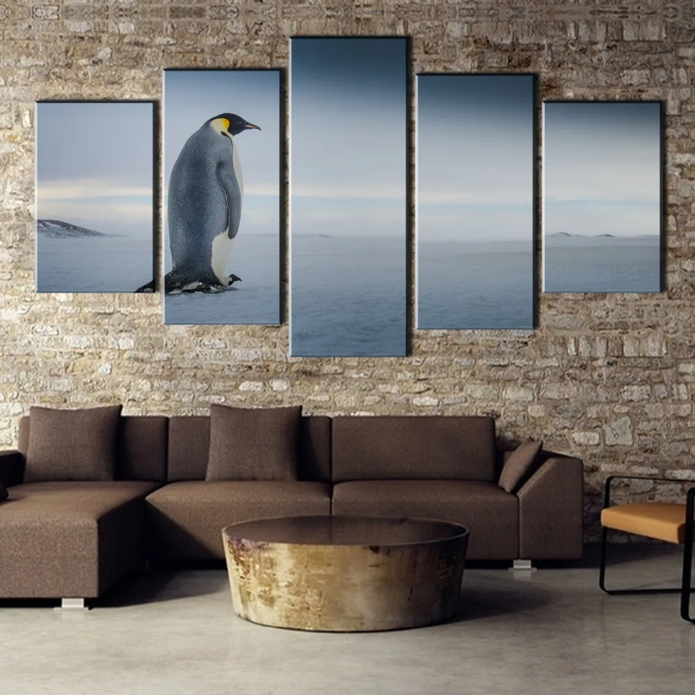 

5 Piece HD Print Large Lonely Penguin Modern Decorative Paintings on Canvas Wall Art for Home Decorations Wall Decor Artwork
