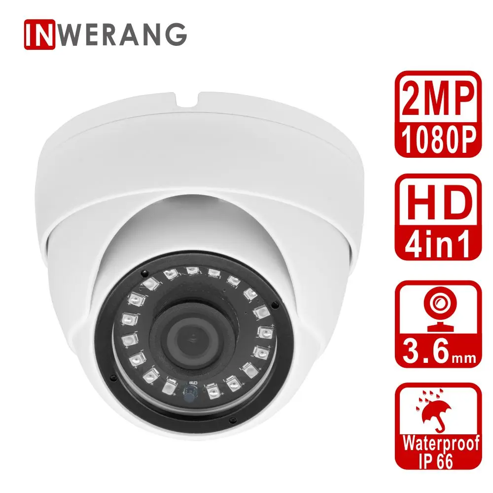 

Inwerang HD 2MP 4in1 Dome Security Camera,3.6mm Lens Wide Angle Outdoor/Indoor IP66 Waterproof Day/Nigh Vision Security Camera