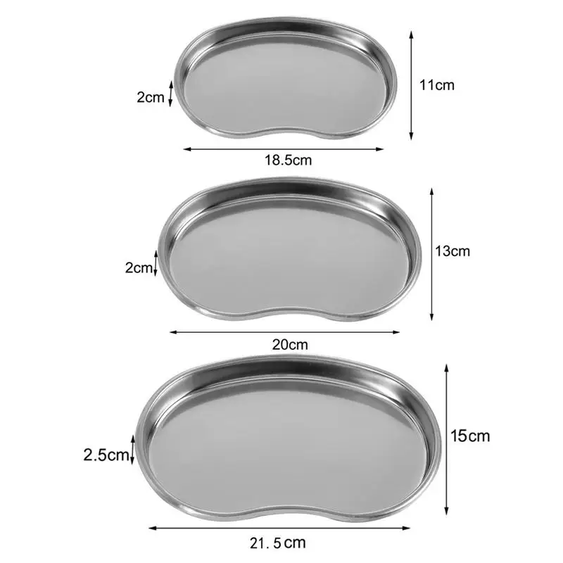 

S/M/ L Silver Stainless Steel Tattoo Tray Surgical Disinfection Bending Plate For Dental Eyebrow Lip Tattoo Sterilization Tools